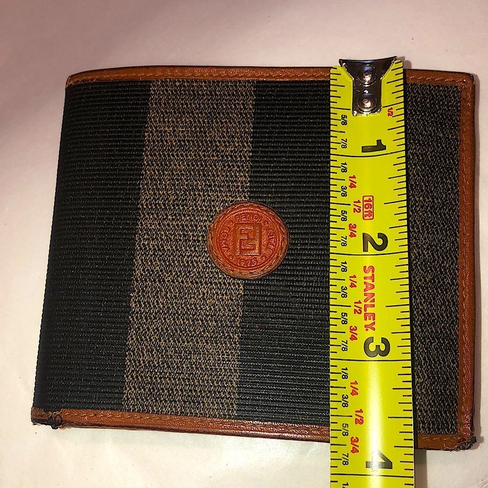 FENDI Pequin Pecan Striped Pattern Bifold Wallet NEW IN BOX - Picture 6 of 17